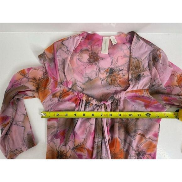 Daisy & Clover Women's Floral Mesh V-Neck Blouse sz M Multicolor 3/4 Sleeve Y2K - Picture 4 of 7
